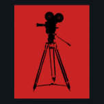 Filmkamera Pop Art Poster<br><div class="desc">Ein rotes und schwarzes Pop-Kunstposter mit einer Filmkamera auf einem Stativ. Ein Luddite-Genuss!</div>