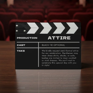 Filmklappe Hochzeitskleidung Begleitkarte
