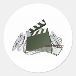 Filmklappe und Filmrollen Runder Aufkleber