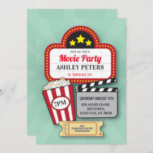 Filmnacht Geburtstagsparty jedes Alters Kinofilm Einladung