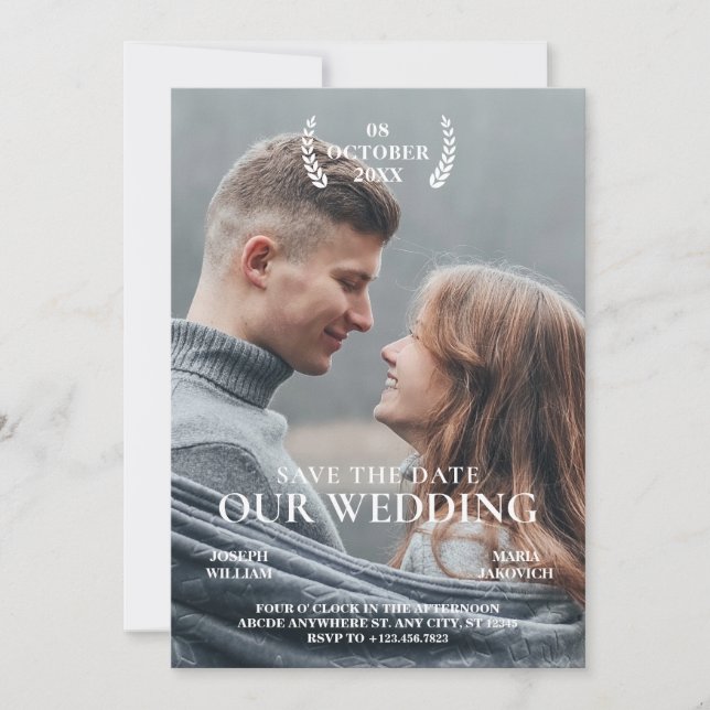 Filmplakat Hochzeit Foto Moderner Minimalist Save The Date (Vorderseite)