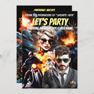 Filmschurke Helden Action-Abenteuer Einladung