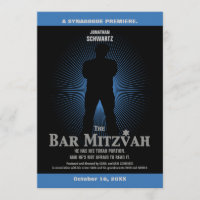 Filmstar Bar Mitzvah Einladung Black Navy Blue