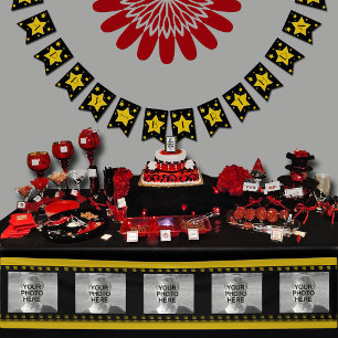 Filmstar-Geburtstags-Schwarzes und Goldsterne Wimpelkette