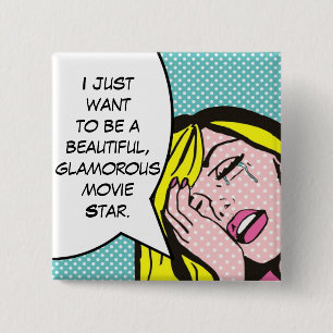 Filmstar-Pop-Kunst-Knopf Button