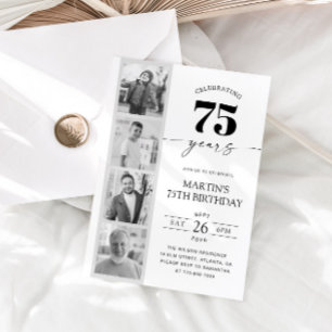 Filmstreifen-Foto-Minimalist 75. Geburtstag Einladung