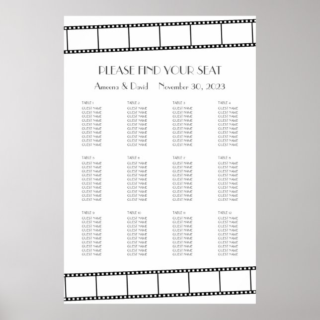 Filmstreifen für Filmaufnahmen - Hochzeitsstift Poster (Vorne)