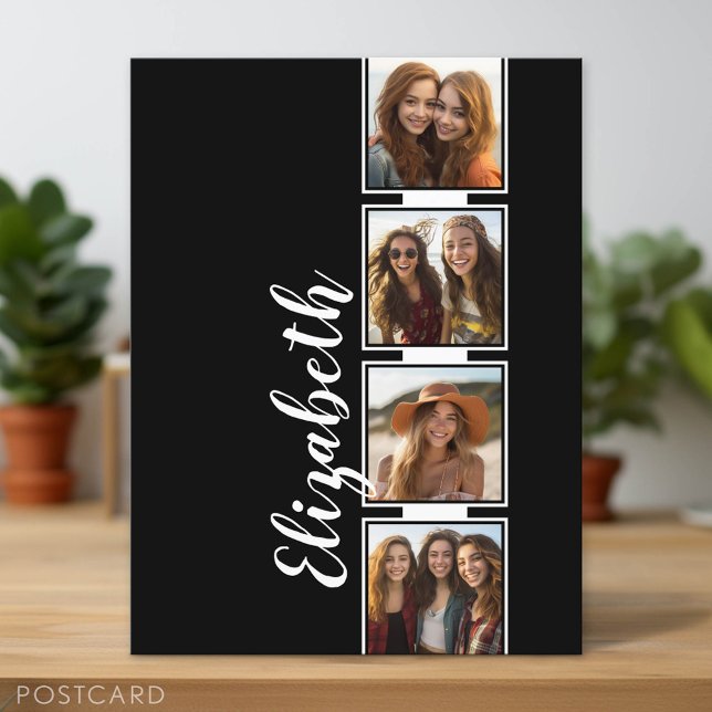 Filmstreifen Rahmen 4 Fotocollage Quadrate Postkarte (Photo Postcard)