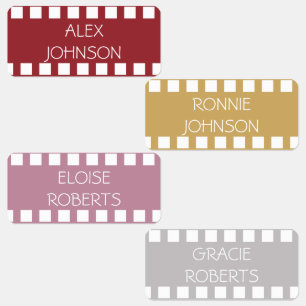 Filmstreifen Ruby Pink Farbcodierte Kleidung Name Etiketten