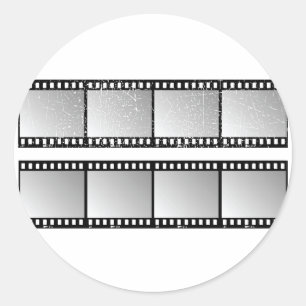 Filmstreifenrahmen Schwarz und Weiß Runder Aufkleber