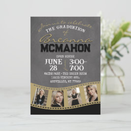 Filmstrip-Abschluss in Schwarz und Gold Einladung