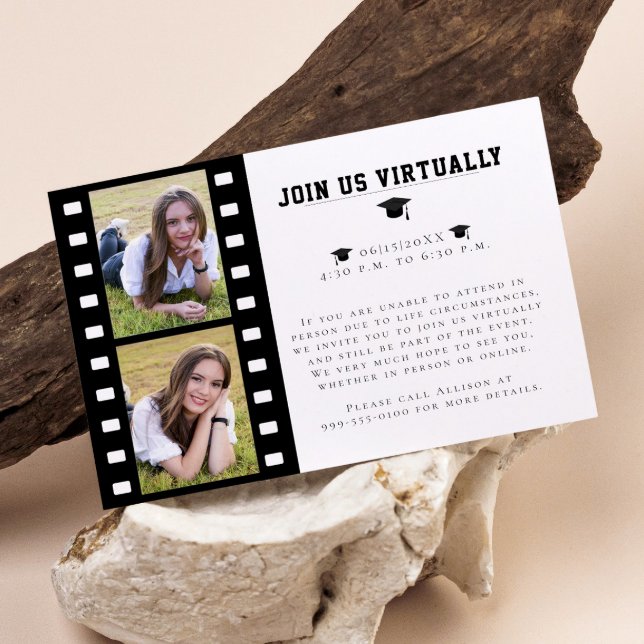 Filmstrip Foto Collage Abschluss Einschließungskar Begleitkarte (White Filmstrip Photo Collage Graduation Enclosure Card)