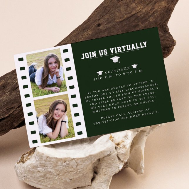 Filmstrip Foto Collage Abschluss | Green Begleitkarte (Green Filmstrip Photo Collage Graduation Enclosure Card)