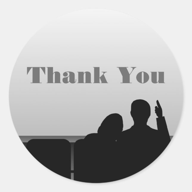 Filmtheater Danke Stickers, Grau Runder Aufkleber (Vorderseite)