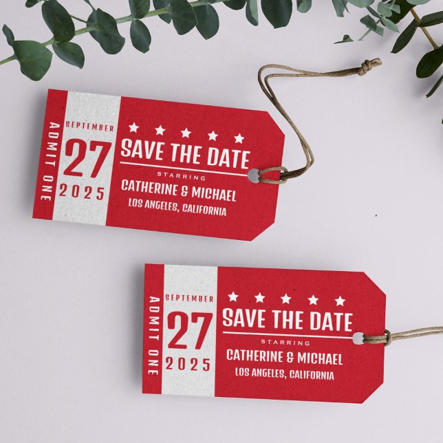Filmticket Hollywood Wedding Save the Date Geschenkanhänger (Von Creator hochgeladen)