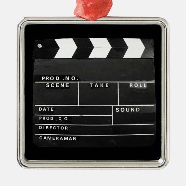 Filmvideohersteller Clappboard Design Silbernes Ornament (Vorne)