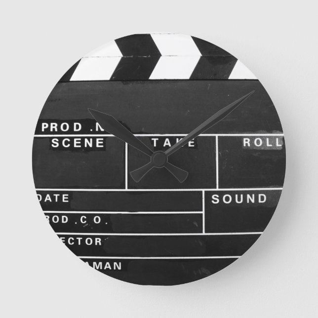 Filmvideohersteller Clapper Board Design Runde Wanduhr (Vorderseite)