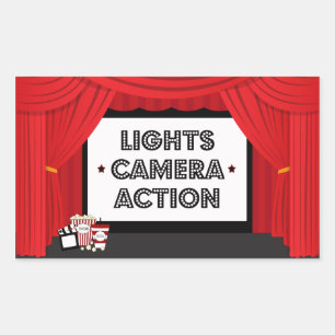 Filmvorführung und Geburtstagsgeschenksticker Rechteckiger Aufkleber