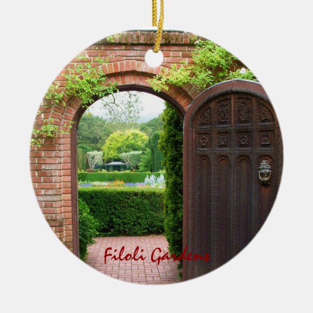 Filoli arbeitet Weihnachtsverzierung im Garten Keramikornament (Vorne)