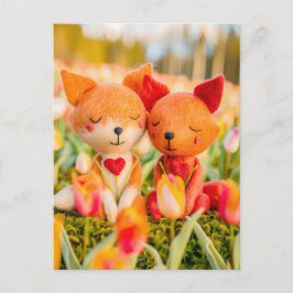 Filzfoxenkupplung im Tulip-Feld Postkarte