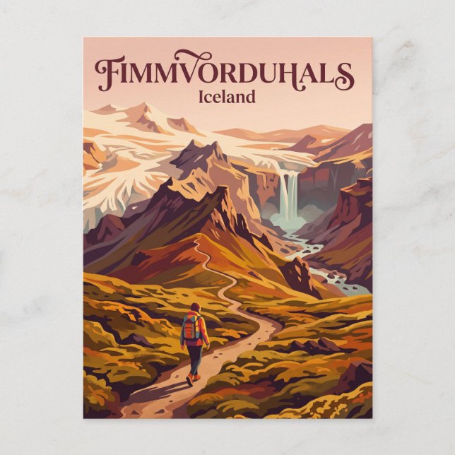 Fimmvorduhals Island Postkarte (Vorderseite)