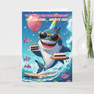 FIN-tastic Funny Shark Geburtstagsgrüße Karte