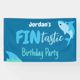 Fin-tastic Hai Geburtstagsparty Kinder unter dem M Banner