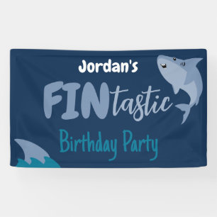 Fin-tastic Hai Geburtstagsparty Kinder unter dem M Banner