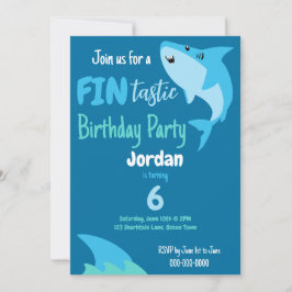 Fin-tastic Hai Geburtstagsparty Kinder unter dem M Einladung