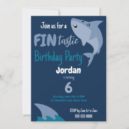 Fin-tastic Hai Geburtstagsparty Kinder unter dem M Einladung