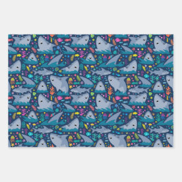 Fin-tastic Hai Geburtstagsparty Kinder unter dem M Geschenkpapier Set