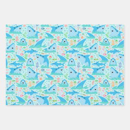 Fin-tastic Hai Geburtstagsparty Kinder unter dem M Geschenkpapier Set