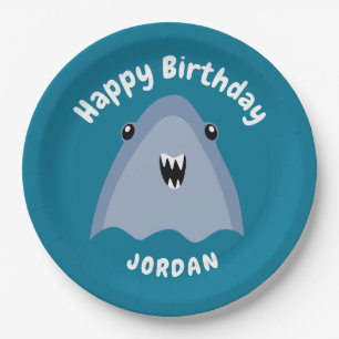 Fin-tastic Hai Geburtstagsparty Kinder unter dem M Pappteller