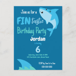 Fin-tastic Hai Geburtstagsparty Kinder unter dem M Postkarte