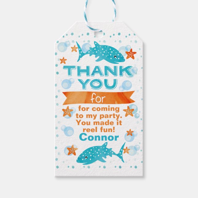 Fin-tastic Whale Shark Birthday Favor Tag Tag Geschenkanhänger (Vorderseite)
