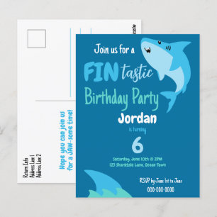Fin-tastische Shark-Geburtstagsfeier Kinder Unter  Postkarte
