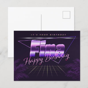 Fina Name Vorname lila Postkarte Geburtstag