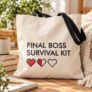 Final Boss Survival Kit Lustiges Gamer Pixel Herz Tragetasche