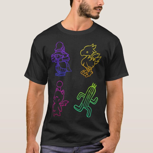Final Fantasy Outlines retro T-Shirt (Vorderseite)