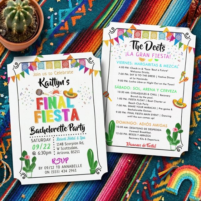 Final Fiesta Bachelorette Weekend Party Itinerary Einladung (Von Creator hochgeladen)
