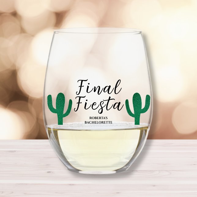 Final Fiesta Cactus Junggeselinnen-Abschied Gevor Weinglas Ohne Stiel (final fiesta bachelorette party favor wine glass cactus desert girls weekend)