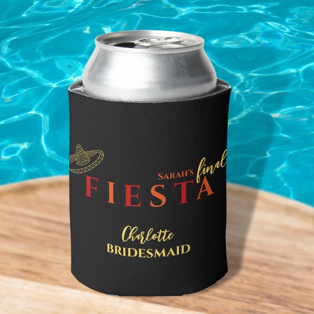 Final Fiesta Mexican Bachelorette Party Dosenkühler (final fiesta bachelorette party favors koozie red and orange sombreros mexican party )