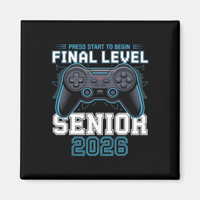 Final Level Senior 2026 Press Start Gamer Style  Magnet (Vorne)