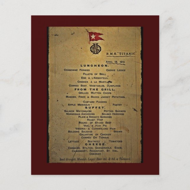Final Menu RMS Titanic (Vorderseite)