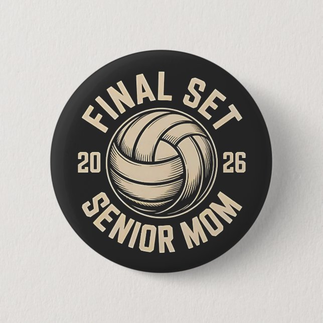 Final Set Senior Mama 2026 Abschluss Volleyball Button (Vorderseite)