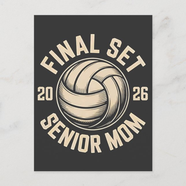 Final Set Senior Mama 2026 Abschluss Volleyball Einladungspostkarte (Vorderseite)