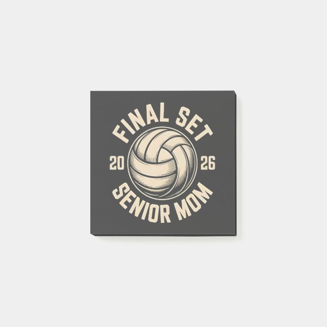Final Set Senior Mama 2026 Abschluss Volleyball Post-it Klebezettel (Vorderseite)