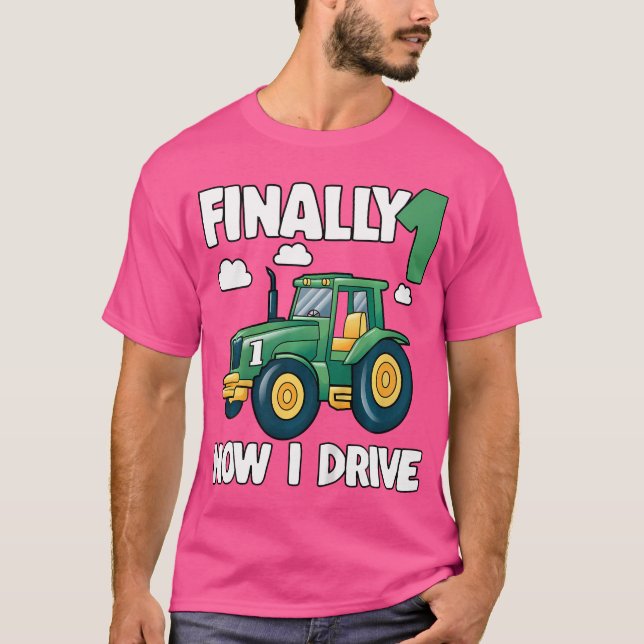 Finally 1 Now I Drive 1St Birthday Party Boy Tract T-Shirt (Vorderseite)