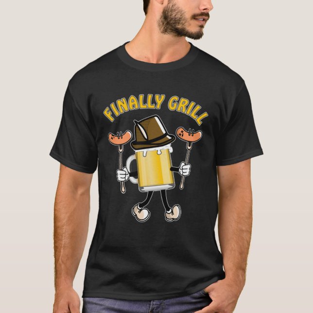 FINALLY GRILL Barbecue Time Grill Sausage Steak Gr T-Shirt (Vorderseite)