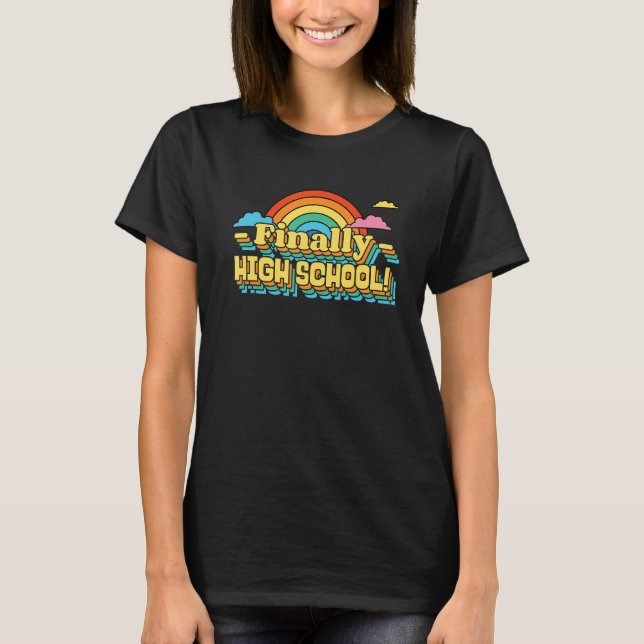 FINALLY HIGH SCHOOL STUDENT RETRO GROOVY T-Shirt (Vorderseite)